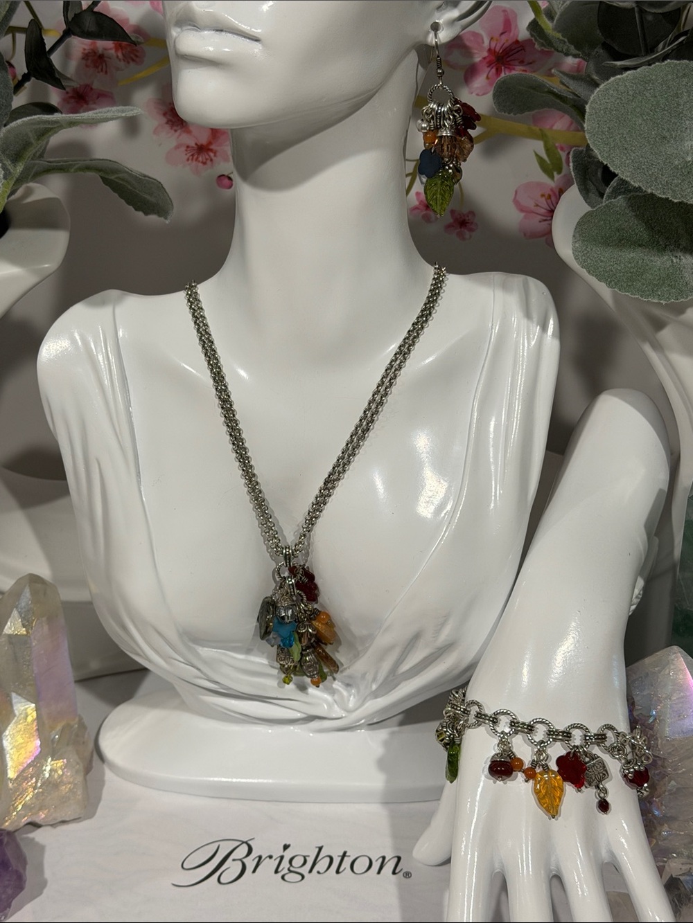 🆕🍂RARE SET Brighton ‘Autumn Fall’ Leaf Charm Necklace, Earring & Bracelet Set